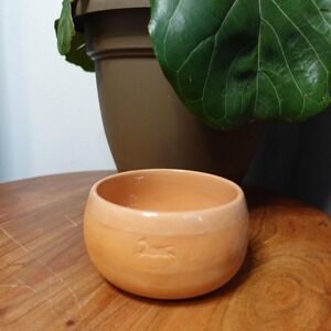 Small Ceramic Bowl Burnt Orange with Horse Motif‎ Decorative Bowl